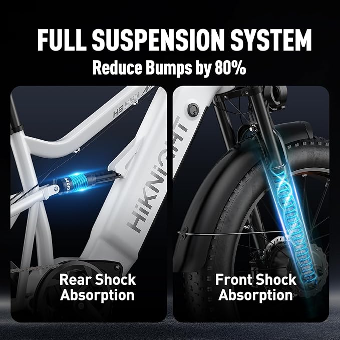 Dual Motor Electric Bike Peak 3000W, 52V 20AH Battery E Bike for Adults 26 Inch Fat Tire Mountain Electric Bicycle 38 MPH, Full Suspension Dual Hydraulic Disc Brake, Up to 90 Miles Range