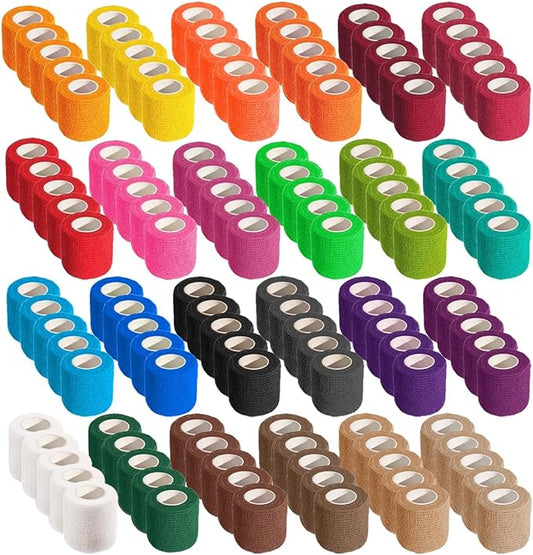 125 Rolls Self Adhesive Bandage Wrap 2 inch Cohesive Bandage Wrap Stretch Bandages Wraps Tape Elastic Self-Adherent Tape for Wrist Ankle Sports Swelling Sprains (Rich Color)