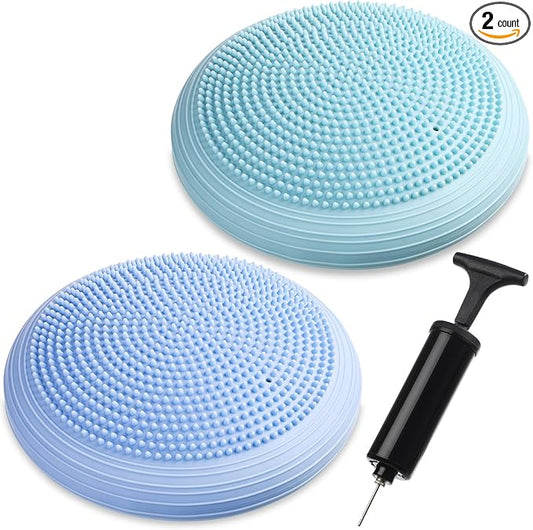 Libima 2 Pcs Wobble Cushion with Inflation Pump Wiggle Seat Flexible Sensory Seating Balance Disc Board for Men Women Physical Exercise Improving Posture Home Office