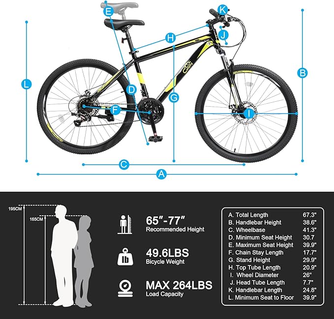 Ktaxon Mountain Bike 24/26/27.5 Inch Men & Women Mountain Bike with 21-Speed Adult Bikes, Double Disc Brake, Suspension Fork and High Carbon Steel Frame