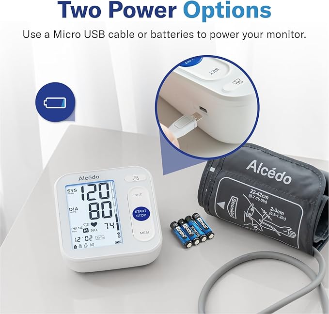 Alcedo Blood Pressure Monitor for Home Use, Automatic Digital BP Machine with Large Cuff for Upper Arm (Backlit Large Screen)