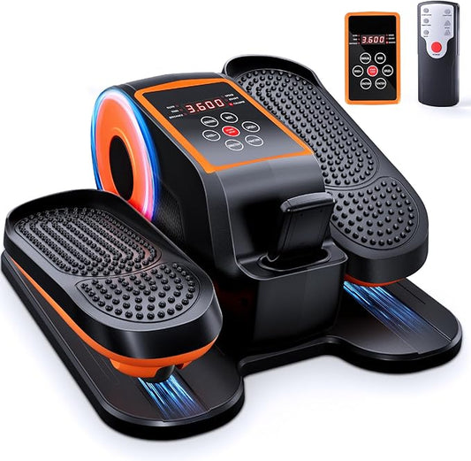 Under Desk Elliptical Exercise Machine, Ellipse Leg Exerciser as Seen on TV with Remote, 15 Adjustable Speed, Portable Leg Exerciser While Sitting for Seniors, Quiet Elliptical Machine for Home Office