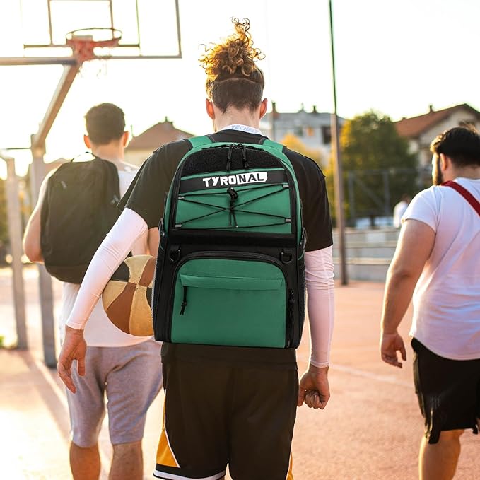 Basketball Bag Backpack with Ball Holder and Shoes Compartment,Best for Basketball, Soccer, Volleyball, Gym. (GREEN)
