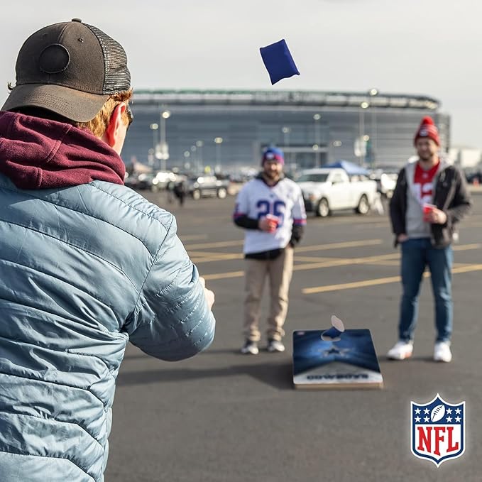 Wild Sports NFL Football 2' x 4' Regulation Size Solid Wood Cornhole Set with Direct Print HD Team Graphics Great Gift for Any Football Fan! Bean Bag Toss Family Outdoor Game