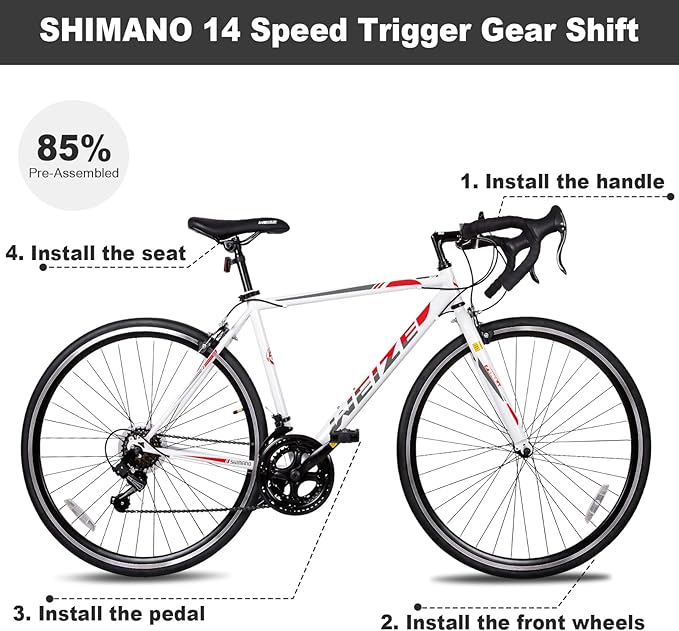 WEIZE Road Bike, 700C Wheel City Commuter Bicycle, 14 Speed Drop Bar, Racing Adult Bike with Caliper Brakes, High-Carbon Steel Hybrid Bikes, Urban Adult Bicycle for Men and Women