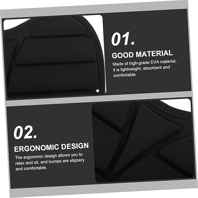 Lightweight Kayak Seat Cushion Pad Comfortable Ergonomic Design for Canoe Fishing Boat Compatible with Kayaks for Long Hours of Paddling Black