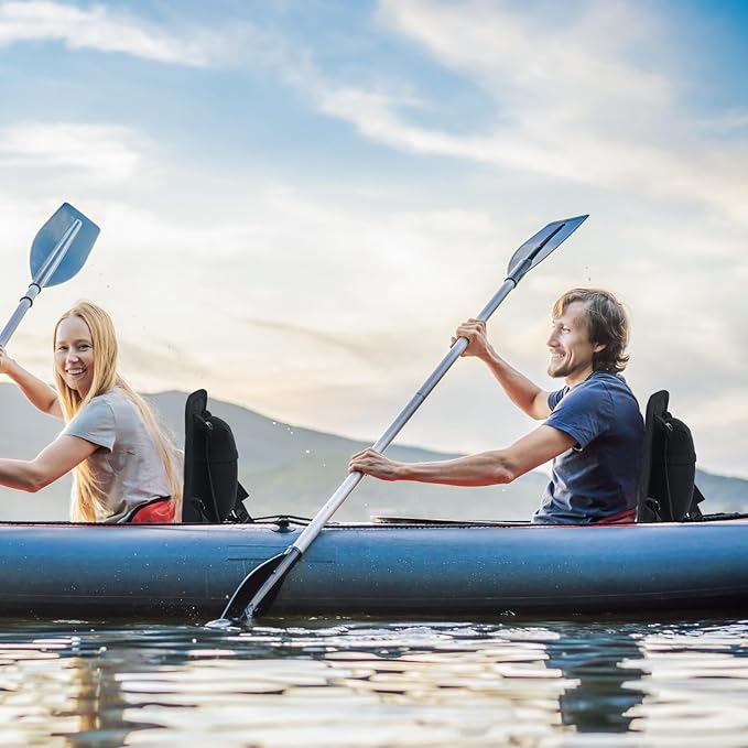 Lewtemi 2 Pack Padded Kayak Seat Fishing Boat Seat with Storage Bag 8 Fixed D Rings Screws Detachable Paddle Board Chair Canoe Chair with Adjustable Back Strap for Summer Canoe Universal Sit