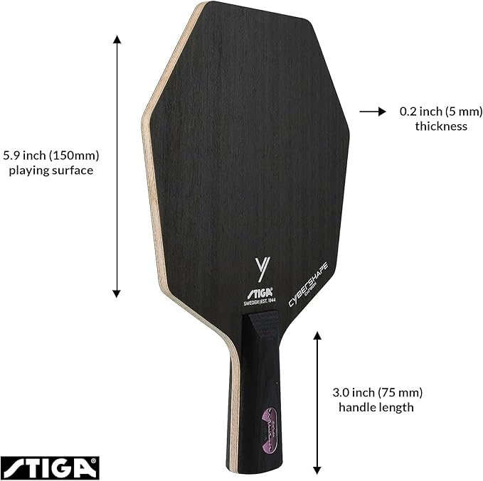 Stiga Cybershape Carbon Table Tennis Blade | Ping Pong Paddle - Unique Design for Larger Hitting Area & Increased Control - Competition Approved