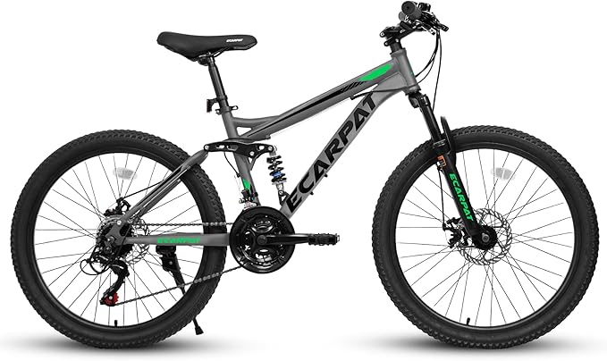 Trail-Ready 24 Inch Mountain Bike, 21-Speed Drivetrain with Gear Indicator Lever, Durable High Carbon Steel Frame, Ideal for Off-Road Exploration