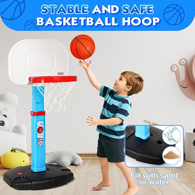 AOKESI Toddler Basketball Hoop Indoor for Age 1-3, Adjustable Mini Basketball Hoop, Kids Basketball Goal Outdoor Sport Poolside Game Birthday Christmas Toys Gifts for Baby Boys Girls 2 3 4 5