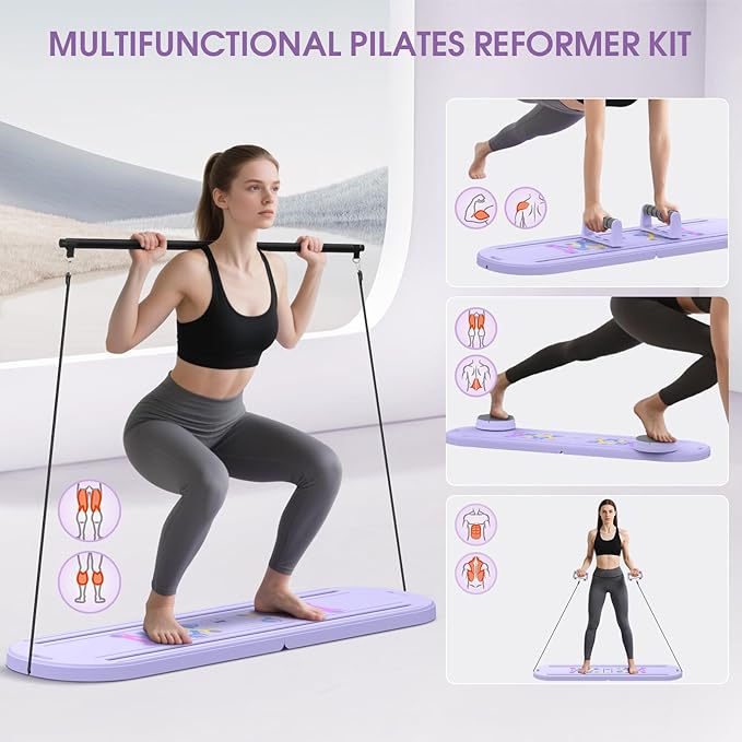 Pilates Board, Pilates Reformer Set, Multifunctional Abdominal Board for Home Workout, Ab Core Trainer Machine, Reformer Training Equipment for Core Workouts1