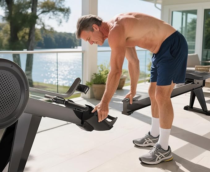 YOSUDA Air Magnetic Rowing Machine for Home, Dual Air & Magnetic Resistance with 8-Level, Smart APP, Rotatable Device Holder, Ergonomic Seat, and Easy Storage
