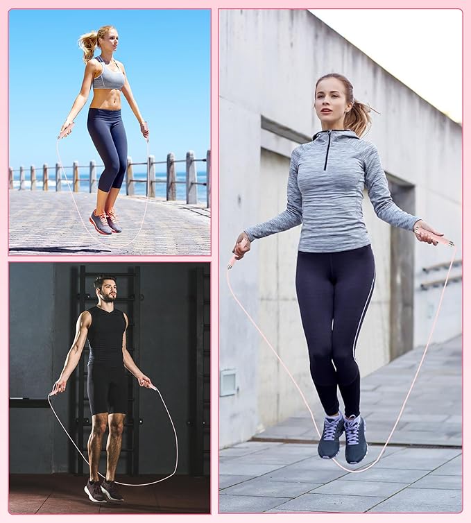 Jump Rope for Fitness, AUMCDIK Speed Skipping Rope for Women Men, Adjustable Jumping Rope with Alloy & Silicone Handle for Workout Boxing Aerobic Exercise