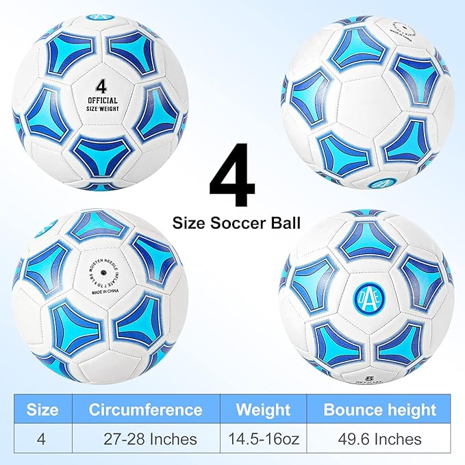 STEEFAN Soccer Ball Size 3/4/5 for Kids Outdoor Play,Color Change Soccer Stuff with Carry Net,Official Size Ball,Needles and Air Pump,Gift Idea for Kid Teen Boy Girl Junior and Men Women