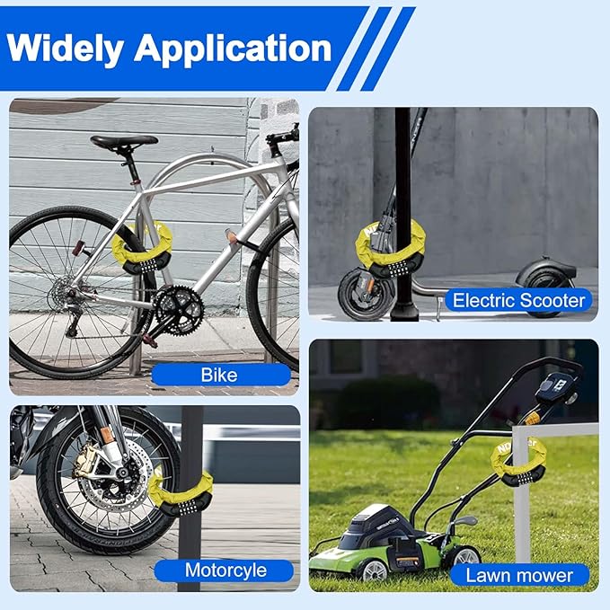 NDakter Bike Chain Lock, 5 Digit Combination Heavy Duty Anti Theft Bicycle Chain Lock,2.62/3.2/4.27/5/6Ft Long Security Resettable Bike Locks for Bike, Bicycle, Scooter, Door, Gate, Fence-4/6mm Thick