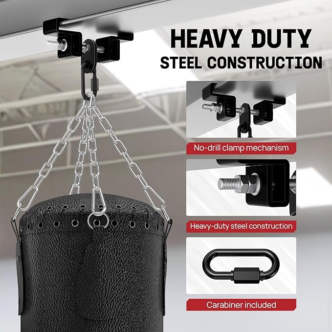 Yes4All Punching Bag Hanger, Stainless Steel Swivel Chain with 4 Snap Hooks for Heavy Bag, Gym Swing, Trapeze, and Hammock