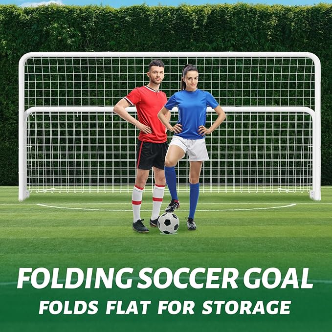 NAIZEA Soccer Goal - 12x6FT/16x7FT/10x6FT/8x6FT/6x4FT Soccer Goals for Backyard - Metal Soccer Goals for Youth Adult - Multiple Sizes Colors - Perfect for Games Indoor Outdoor Practice