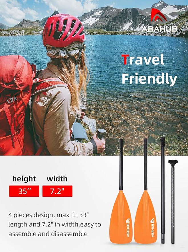 Abahub SUP Paddle - 3 Piece Adjustable Paddles - Lightweight Stand-up Paddle Oars for Paddleboard, Adjustable Aluminum Alloy Shaft 68" - 84", Black/Blue/Green/Orange/Red/Yellow Plastic Nylon Blade