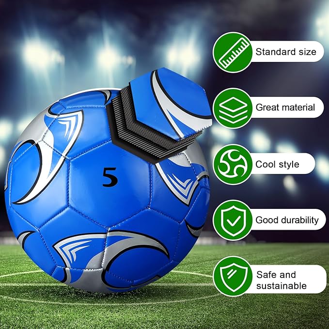 18 Pcs Soccer Balls Football with 4 Pumps Sports Soccer Balls Official Size Soccer Indoor Outdoor Soccer for Child Teens Adult Players Game Training Back to School Gift