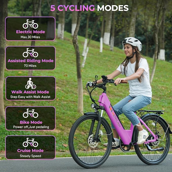 V80 Electric Bike, 1000W Motor 28MPH Ebike, 48V 13Ah Removeable Battery, 26'' City Cruiser Adult Electric Bicycles up to 70 Miles