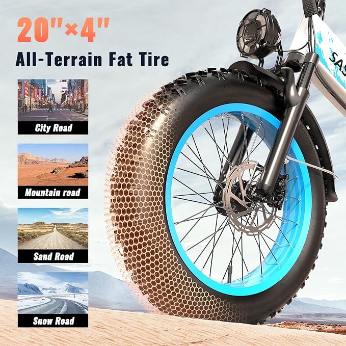 1500W Folding Electric Bike for Adults, 52V 20AH Large Removable Battery E Bike, 30+MPH, 80 Miles Max Range, 20" x4.0 Fat Tire Ebike, Dual Suspension Commute Electric Mountain Bicycle