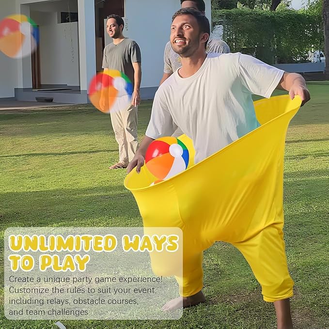 Granny Pants Yard Game Sets, 2025 New Outdoor Party Granny Pants with 4 Bouncy Balls and 1 Pump for Family Reunion Games, Backyard Gatherings & Team Games