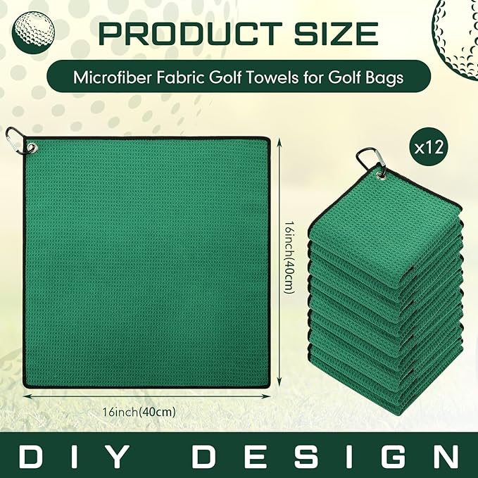 Batiyeer Golf Towels Bulk for Bags 16'' x 16'' Microfiber Waffle Pattern Golf Towel with Clipfor Mini Tournament, Club, Yoga, Fitness