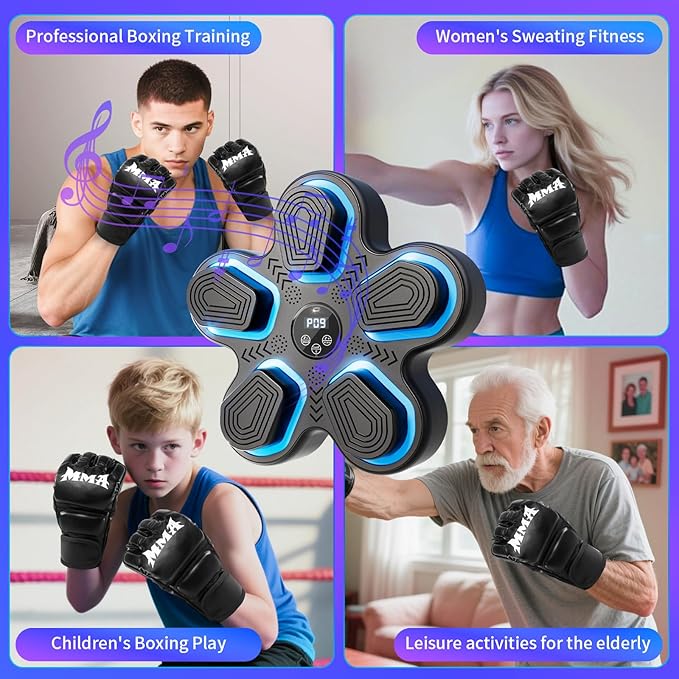 Music Boxing Machine, Bluetooth Smart Boxing Machine Adult and Children's Wall Target Punching Training, Reflex Punch Boxing Machine Boxing Training Equipment for Home, Office and Gym
