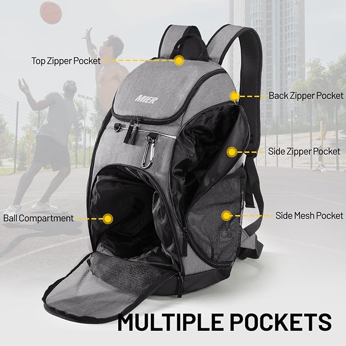 MIER Gym Backpack 40L Basketball Backpack with Ball Compartment & Shoes Storage Multi-Functional Sports Soccer Bag Large Equipment Back Pack Volleyball Backpacks for Men Women