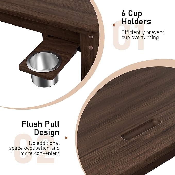 MUPATER Solid Wood Board Game Table with 58” x 33” Gaming Space and Removable Table Top, Modular Game and Dining Table for Adults, Includes Cup Holders and Leatherette Play Mat