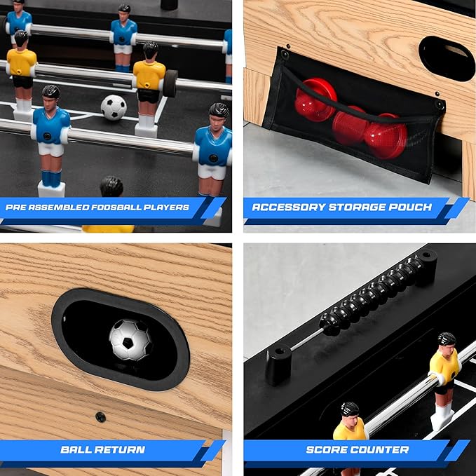 SereneLife 38” Table Top Air Hockey and 40” Foosball Set, 2-in-1 Swivel Game Table with Soccer Balls, Pushers, and Pucks for Game Rooms, Arcades, Bars, Parties, Family Gatherings