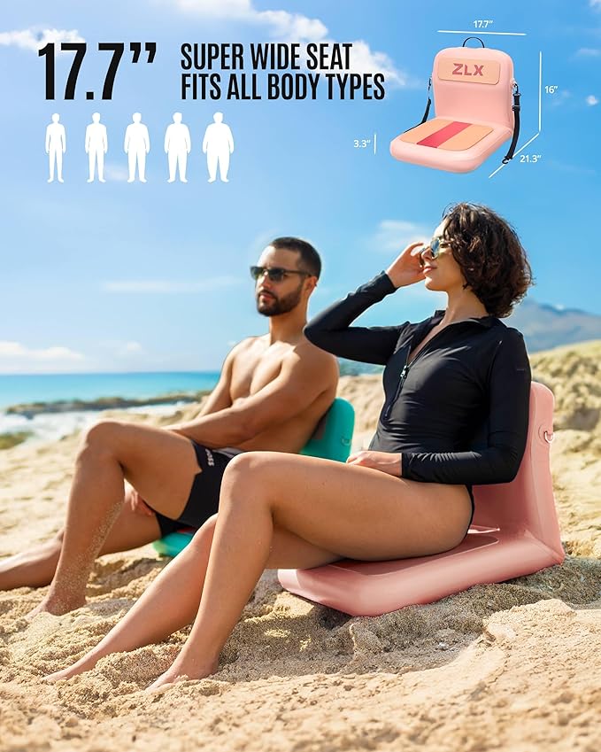 ZLX Paddle Board Seat with Back Support, Portable Kayak Seat, Air Pump Included, Universal Inflatable Seat for Adults, Foldable Ergonomic Design, Easy Fix for Outdoor Fishing/Kayaking/Camping