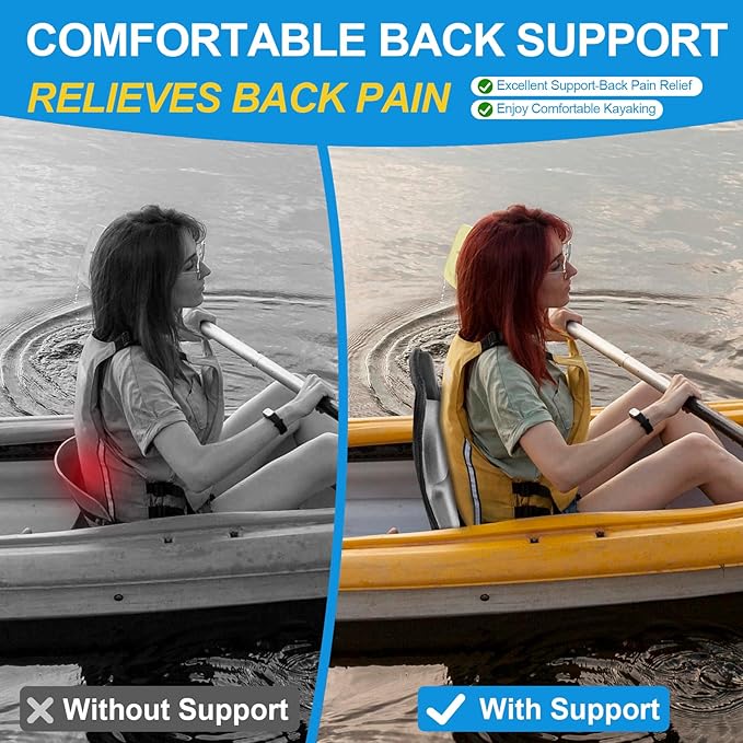 Thickened Kayak Seat with Back Support, Sit On Top Cushioned Canoe Backrest Molded Foam Seat for SUP Paddle Board Fishing Boat Long Trip
