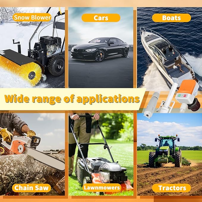 Battery-Powered Fuel Transfer Pump - No Spill Portable Siphon with 3 Adapters & Auto Shut-Off for Gas/Diesel/Kerosene/Water (3.2GPM Flow, 51" Hose) (Orange)