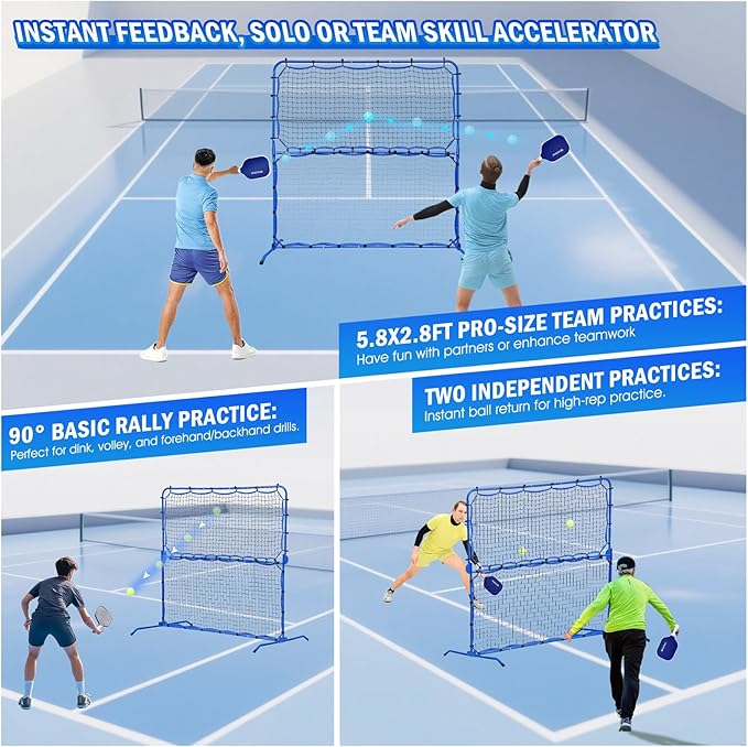 Pickleball Practice Rebounder Net for Dink Volley Solo Training Equipment, 7.9FT or 6FT 2in1 Mini Pickleball Net Portable Trainer for Outdoor Driveway Backyard Indoor Garage, Easy Setup & Storage