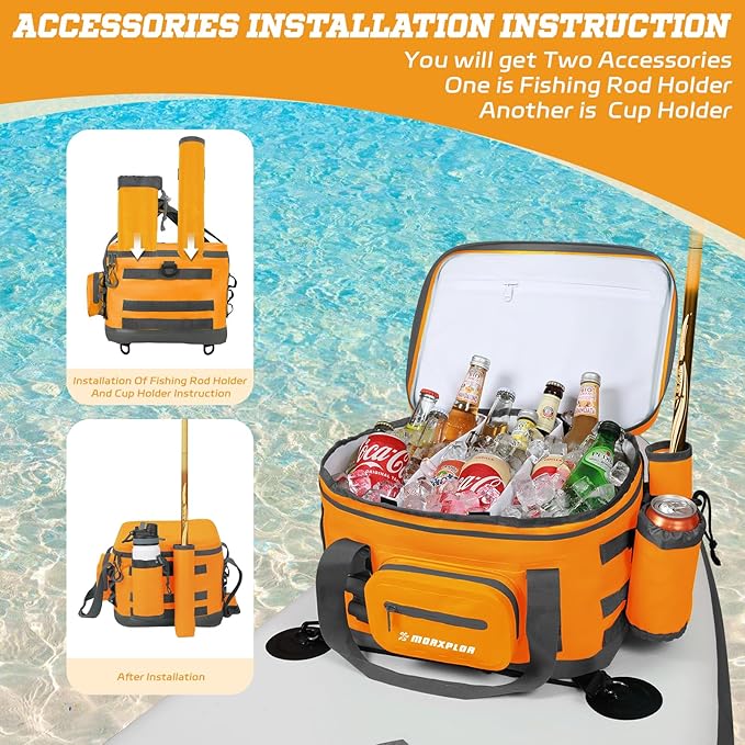 Waterproof Shell 24 cans Paddle Board Cooler Bag, Sup Deck,Kayak Cooler Bag Accessories