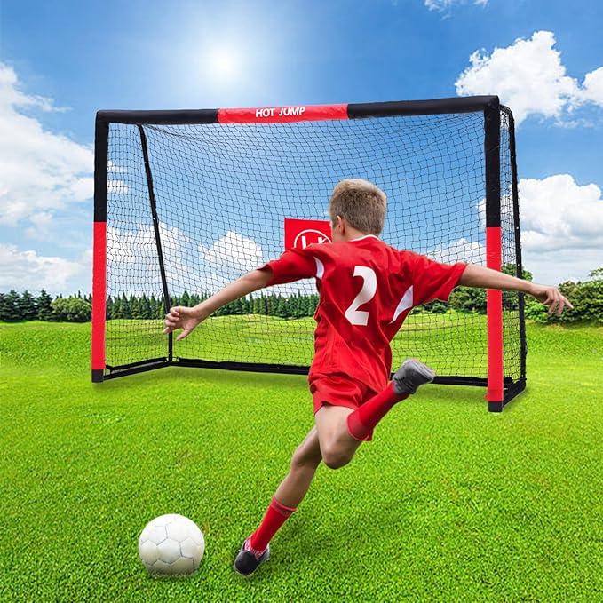Soccer Goal for Backyard,6x4/8x5/10x6.5/12x6.5ft Metal Soccer, Soccer Goal for Kids 8-12, Soccer net with Zipper Design, Easy Assemble, Weatherproof Foam Padded Goal Post, Adults