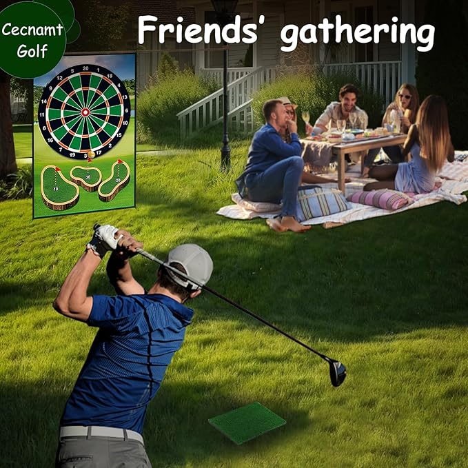 Golf Chipping Game - Battle Golf with Club & Double-Sided Hitting Mat, Chip Sticky Practice Game Set for Adults & Kids, Indoor & Outdoor