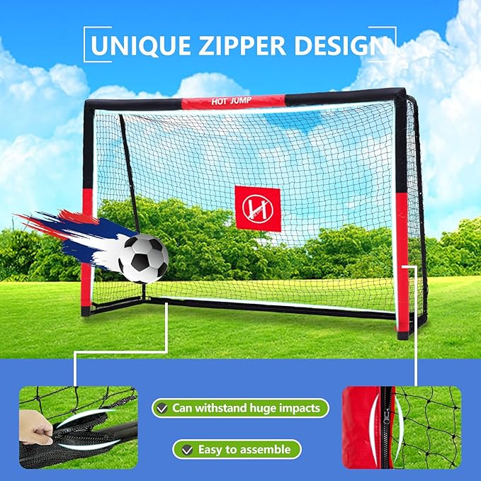 Soccer Goal for Backyard,6x4/8x5/10x6.5/12x6.5ft Metal Soccer, Soccer Goal for Kids 8-12, Soccer net with Zipper Design, Easy Assemble, Weatherproof Foam Padded Goal Post, Adults
