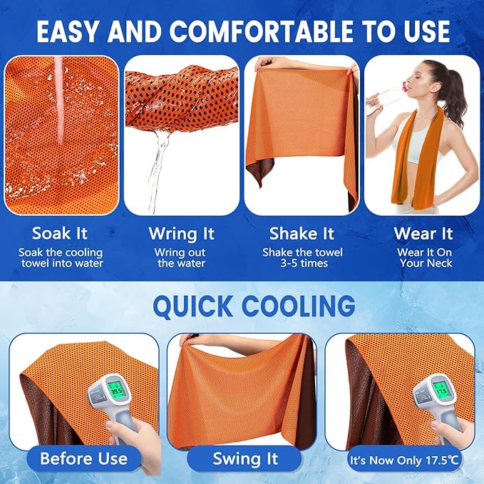 Hosuly 150 Pack Cooling Towels Bulk 40 x 12 Inch Large Chilly Breathable Sweat Sports Cold Towels Sublimation Microfiber Ice Neck Rags for Hot Weather Workout Baseball Softball Gym Team Gift (Orange)