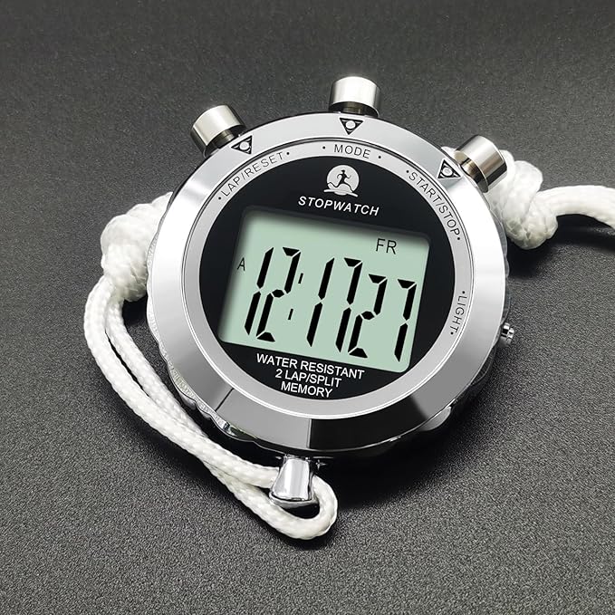 Stopwatch, Metal Stop Watch for Sports 10/100/400 Laps, Stopwatches Timer for Coach Sports Running with 0.01second & 0.001second Timing, Conutdown, Alarm