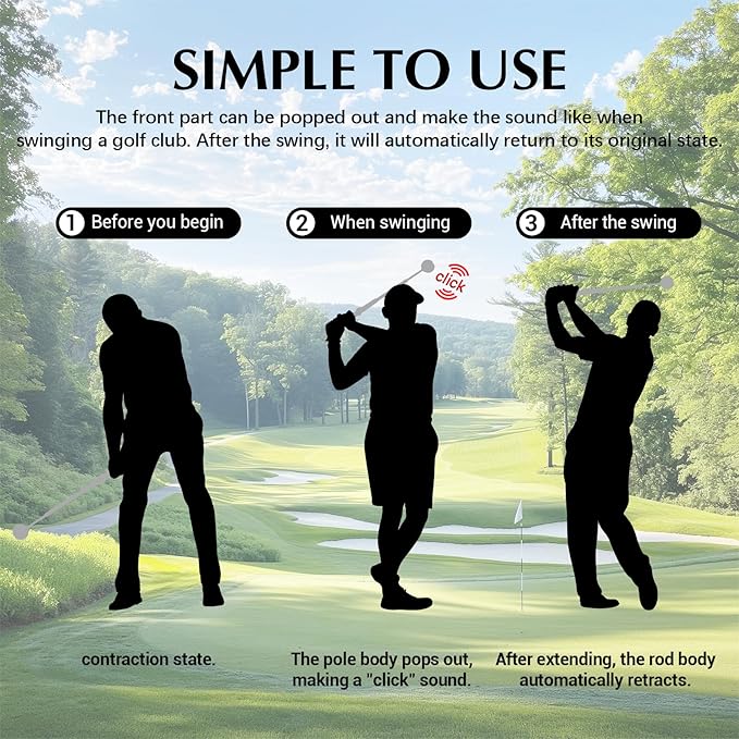 Golf Grip Trainer,Golf Swing Trainer,Retractable Right-Handed Grip Trainer Golf Training Aid for Warmup, Strength Tempo Practice, Indoor/Outdoor Use Improve Swing Rhythm & Accuracy