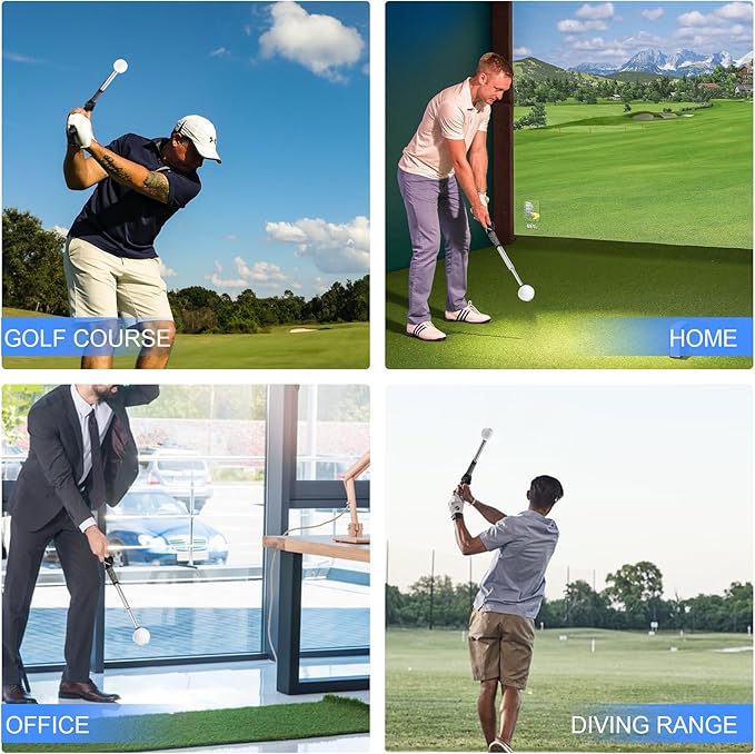Retractable Golf Swing Training Aid, Click Stick Golf Swing Trainer, Non-Slip Golf Grip, Golf Alignment Sticks & Arm Band, Indoor Outdoor Golf Practice Accessories for Golfers