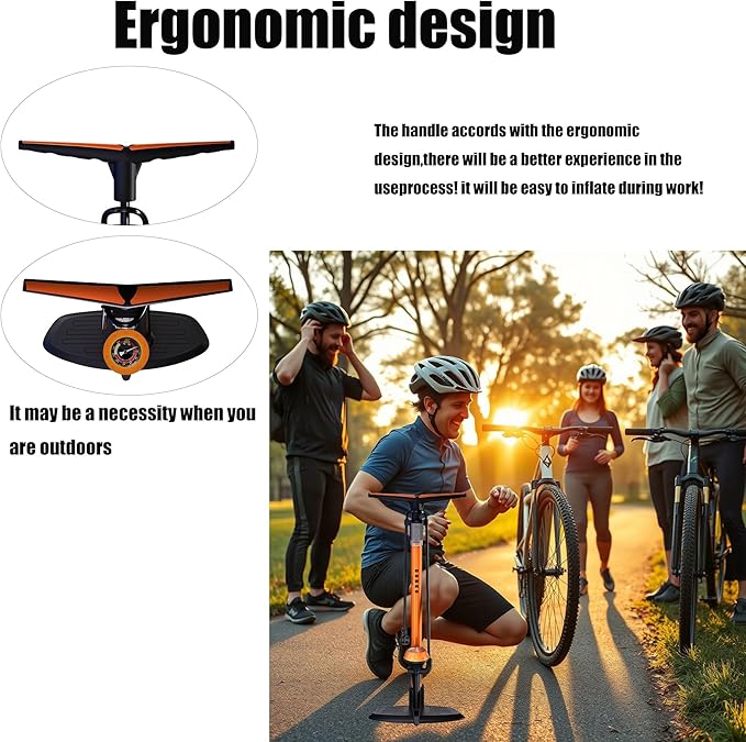 GOBKO Bike Pump with Gauge,Bicycle Floor Pump for Presta and Schrader Valves Bike Tire Pumps Inflator High Pressure 160PSI & 11BAR Portable Air Pump for Road Bike Car MTB Sports Balls