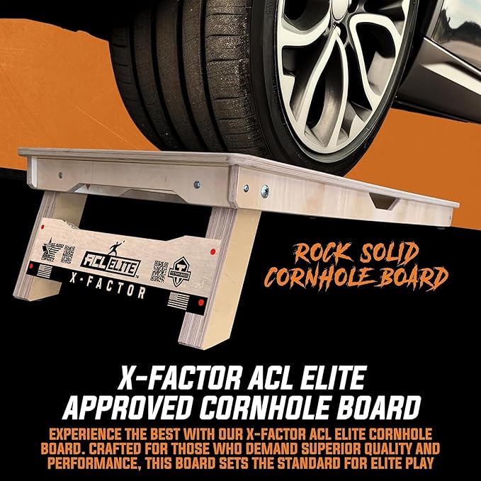 Titan Bags X Factor Cornhole Boards - ACL Elite Approved Cornhole Board Set w/Patent Pending X Underside Bracing for Maximum Durability - Regulation Size for Professional & Outdoor Sports Game