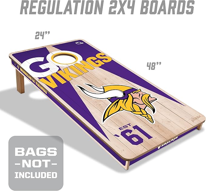 YouTheFan NFL 2’ x 4’ Professional Wood Cornhole Game