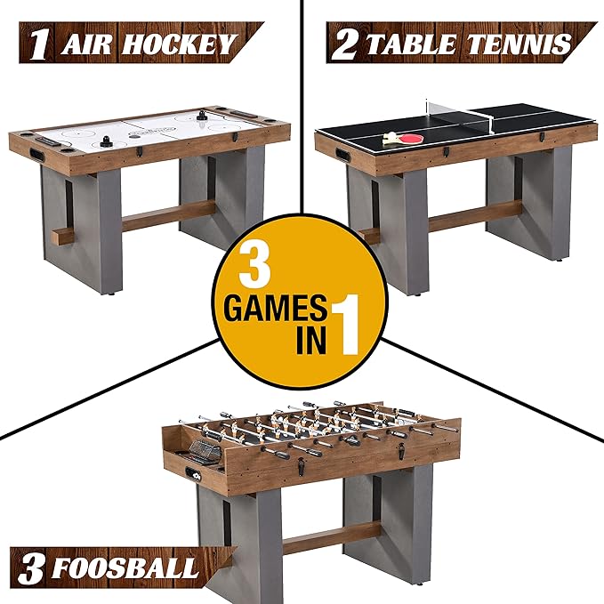 Barrington Combo Game Table – Foosball, Air Hockey, Table Tennis & More – Multi Game Table for Home or Game Room