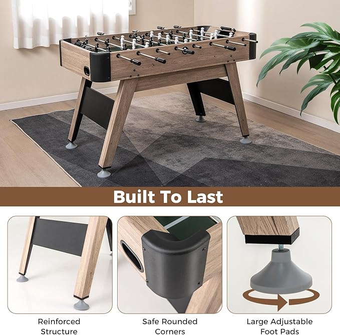 GYMAX Foosball Table, 54 Inch Full Size Soccer Table Game with 2 Balls, Foosball Table Adult Size for Home, Game Room, Office