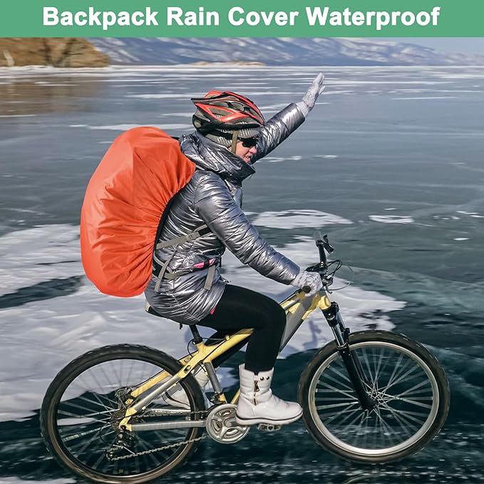 Waterproof Backpack Rain Cover Waterproof Backpack Cover, Bag Rain Cover with A Vertical Reflective Strap for Hiking/Biking/Camping/Outdoor Traveling