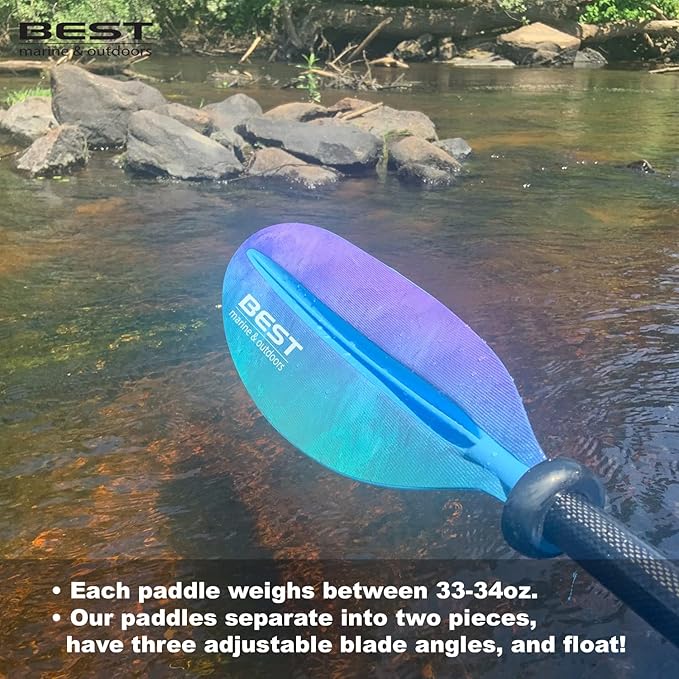 Best Marine and Outdoors Kayak Paddle, Carbon Fiber Shaft & Fiberglass Reinforced Polypropylene Blades, 220cm, 234cm, 250cm, Lightweight Kayak Paddles for Adults